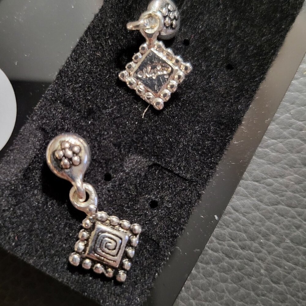 VINTAGE NAPIER SIGNATURE SILVER PLATED DANGLE EARRINGS